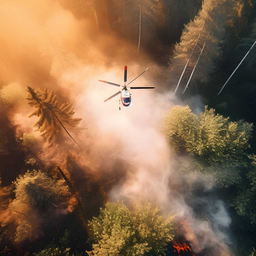 Ein Löschhubschrauber bekämpft einen Waldbrand